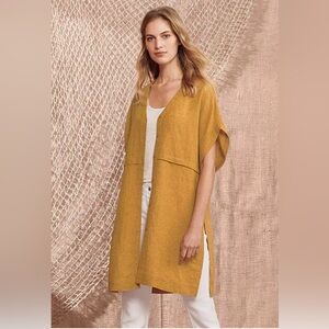 Poetry Fashion Honey Gold Linen Short-Sleeve Tunic Top, Size 8, NWT